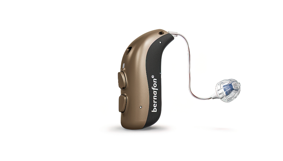 Bernafon: Zweifarbiges RIC-Hörgerät Bernafon Alpha mit Akku