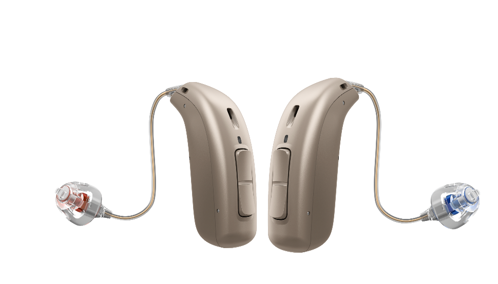 Oticon: Zwei aufladbare Hörgeräte mit externen Hörern