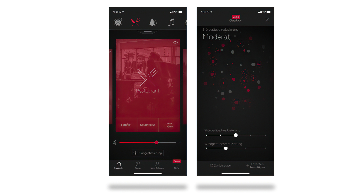 ReSound: Zwei Bildschirme einer App für Hörgeräte