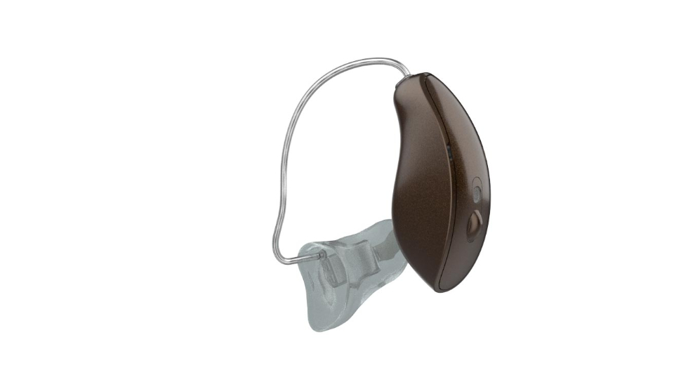 NuEar: einzelnes, braunes Akku-Hörgerät
