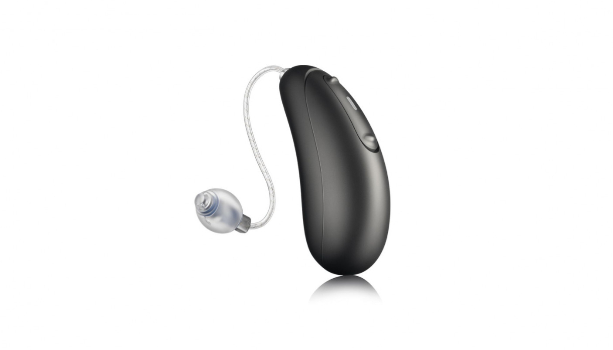 Unitron: Schwarzes Hörgerät mit externem Lautsprecher
