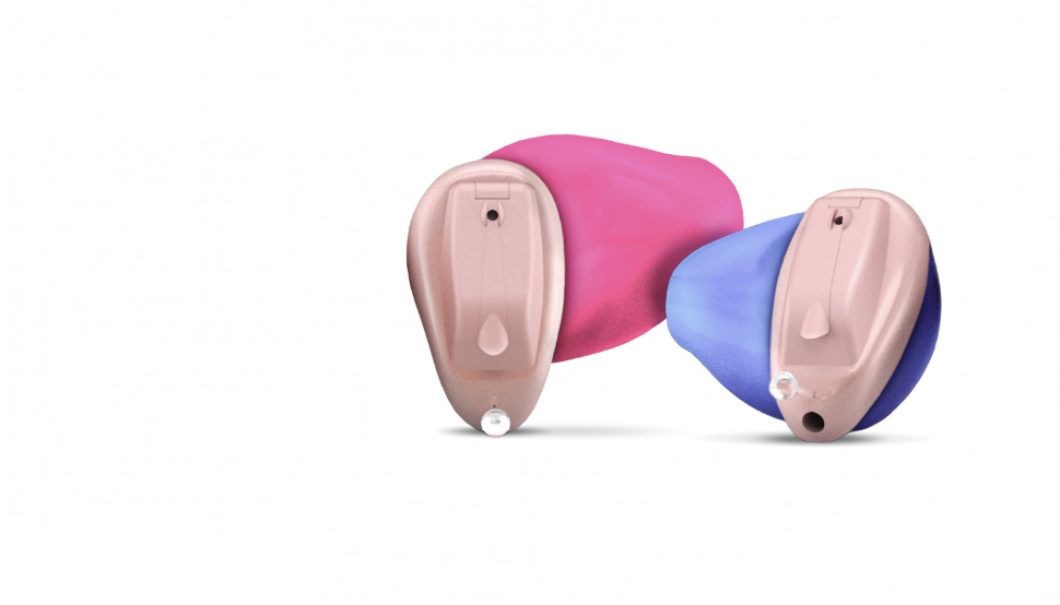 Widex: Widex Moment CIC Hörgeräte mit farbigen Schalen