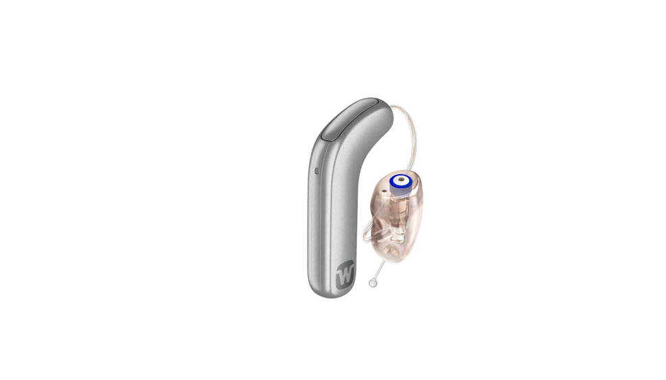 Widex: silbernes Ex-Hörer-Hörgerät