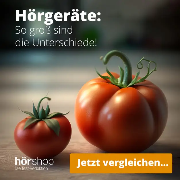 Zwei unterschiedlich große Tomaten als Synonym für den Vergleich von Hörgeräten