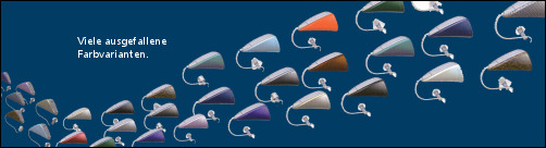 Viele Hörgeräte mit unterschiedlichen Farben